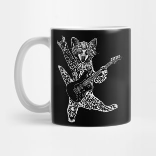 Cat Feline rock star gato playing an electric guitar rock and roll cat Mug